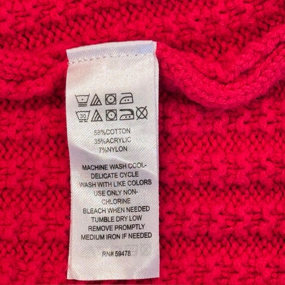 Camilla Girls Size L (6X) Red/White Long Sleeve Cable Knit Sweater Dress Pockets - Picture 5 of 5